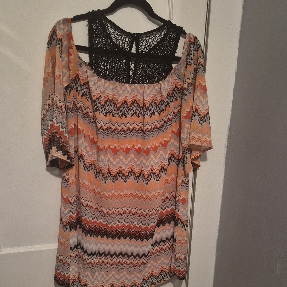 Robert Louis Peach and Black Patterned Midi Dress